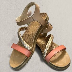 Stylish Tan and Coral Sandals Girls